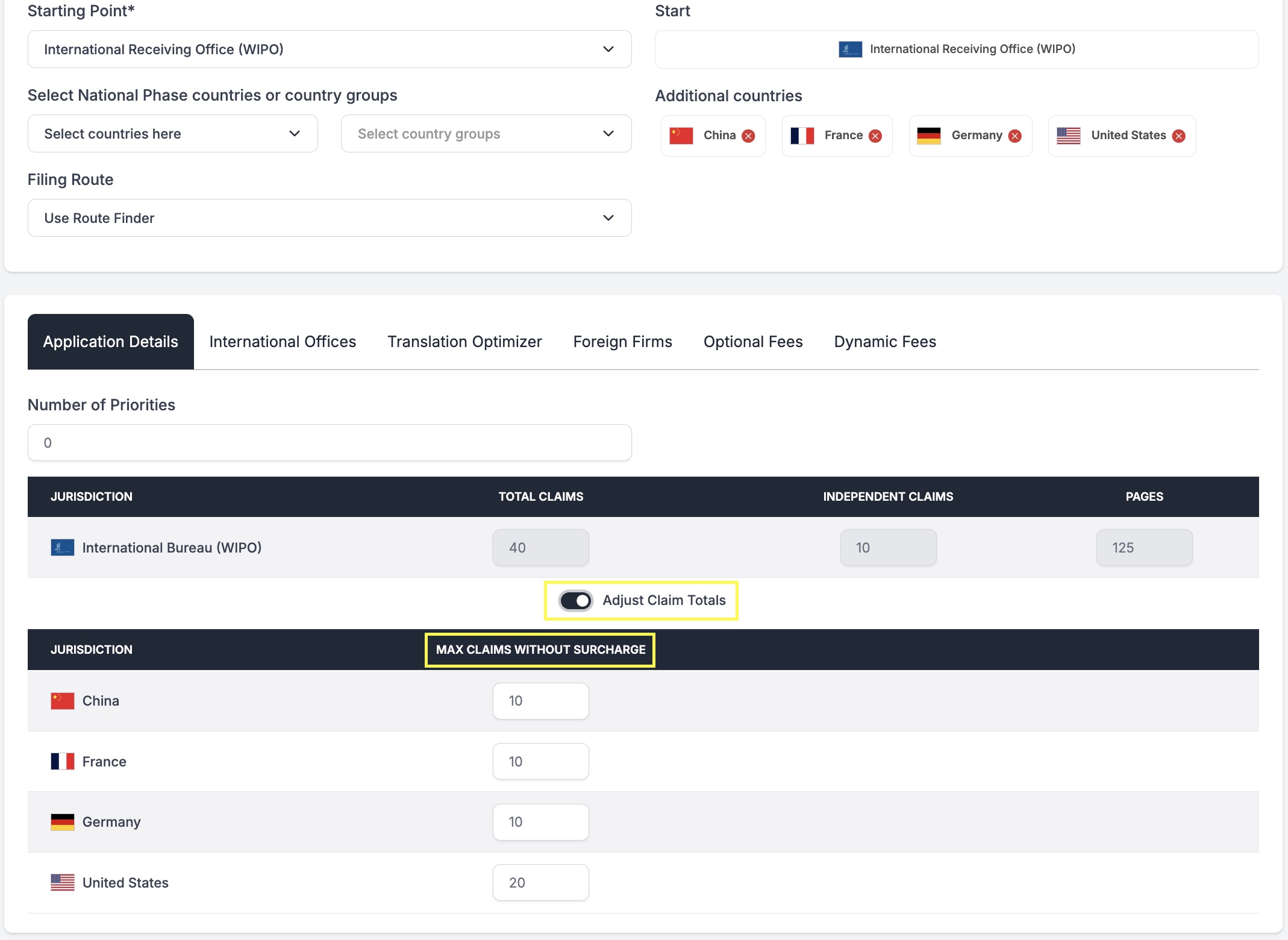 IP Forecaster - Claims Customizer